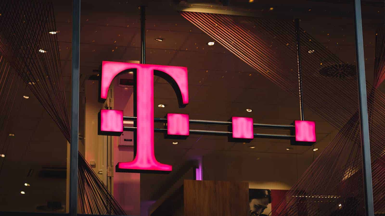 T-mobile logo on glass wall