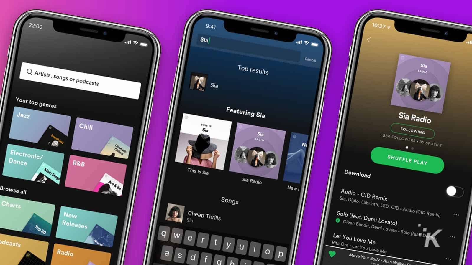 spotify app on purple background