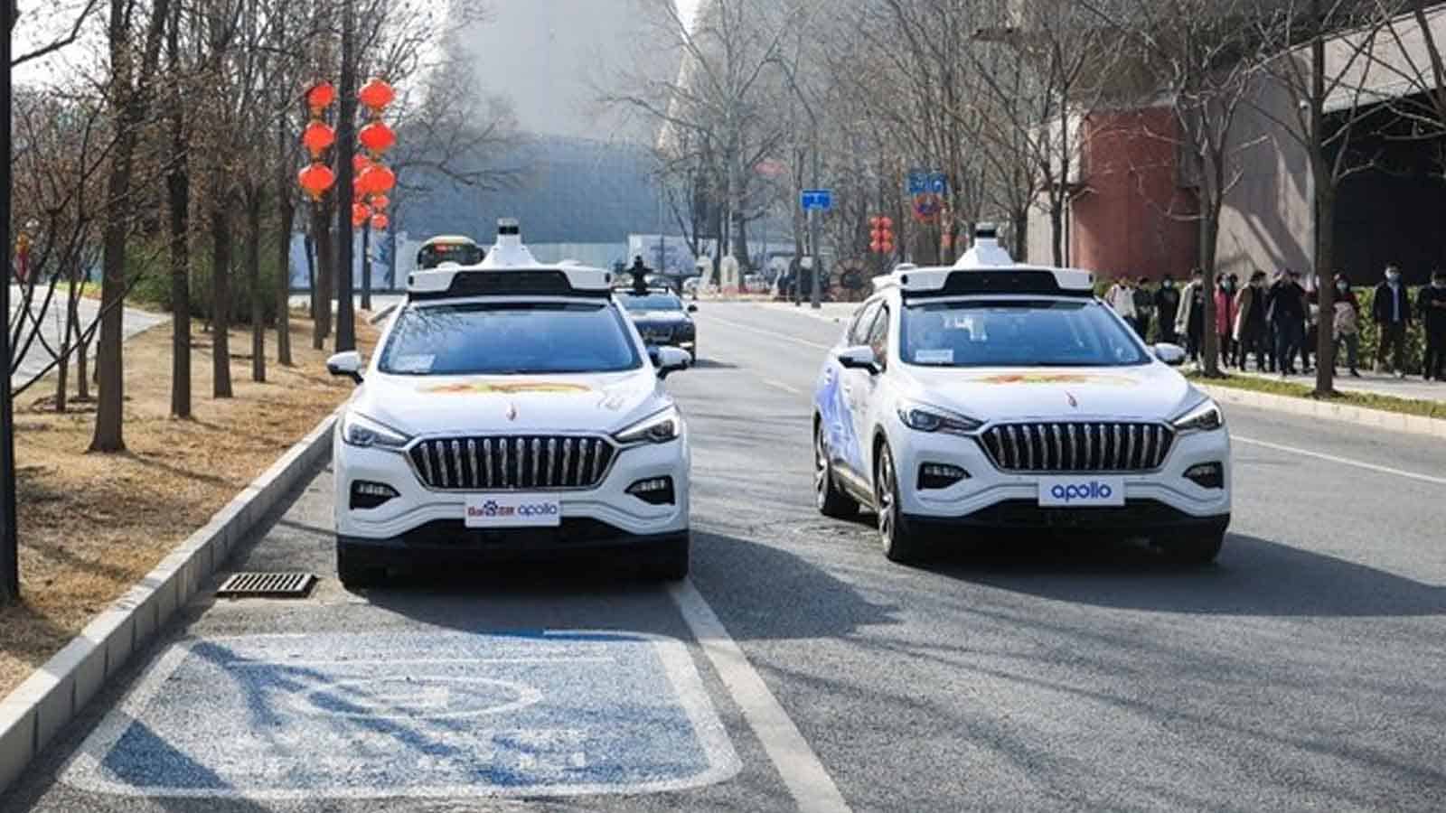 image of a baidu self-driving car on road