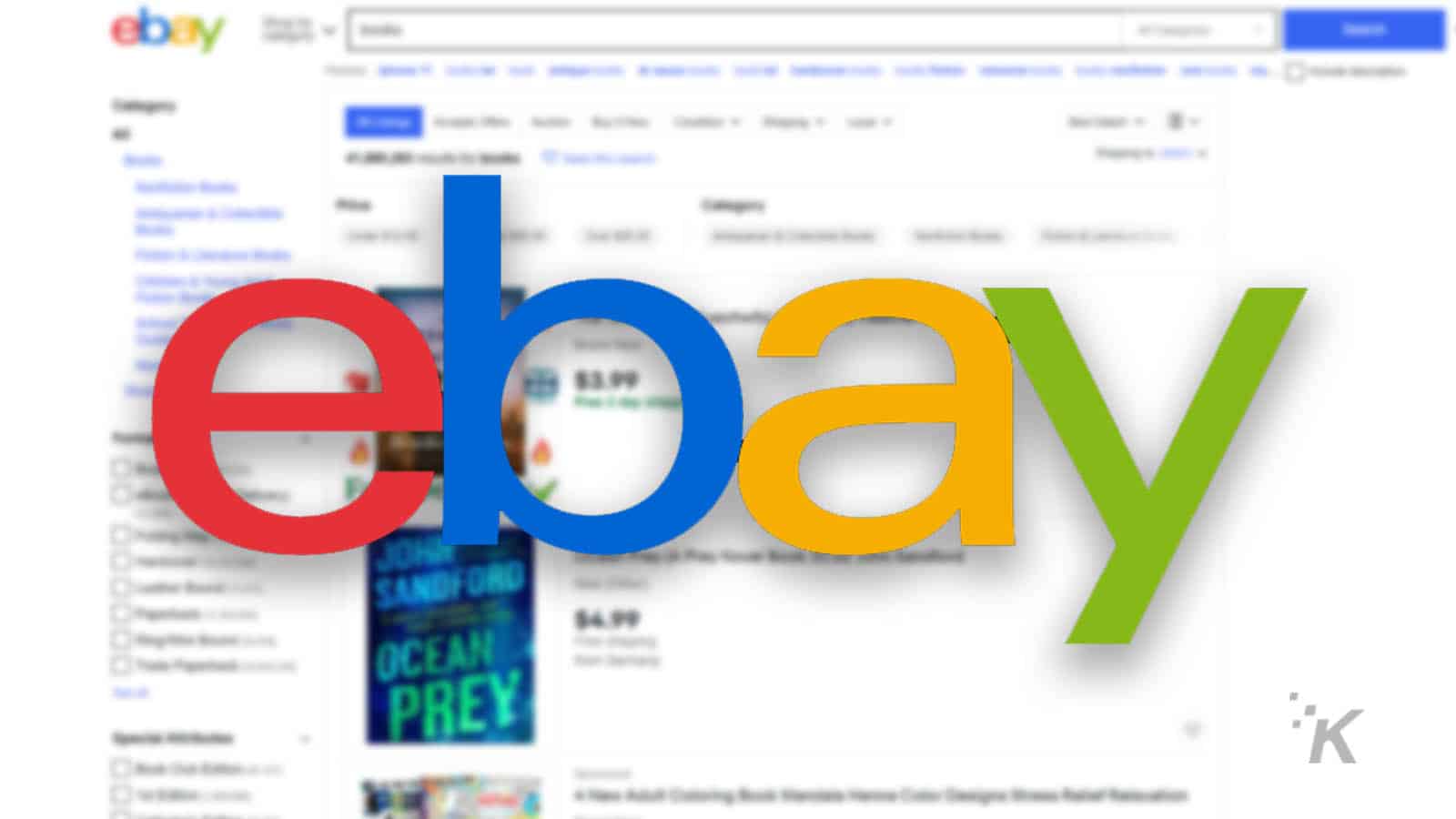 ebay logo on blurred background