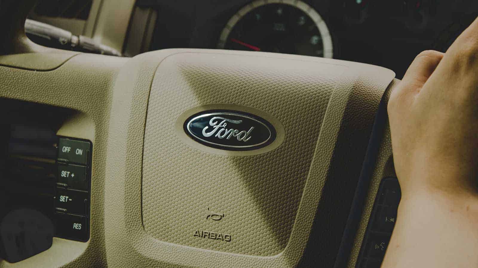 ford logo on steering wheel