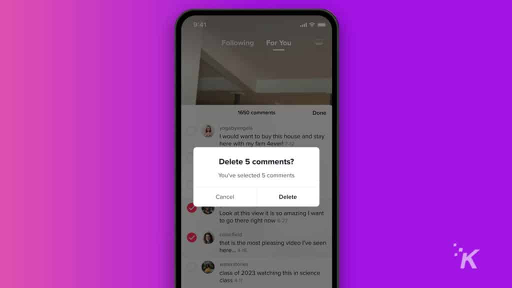tiktok bulk delete comments