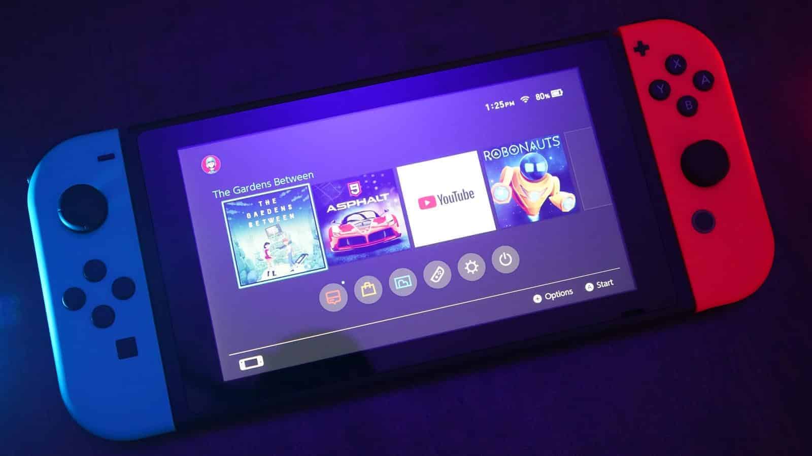 Nintendo switch glowing