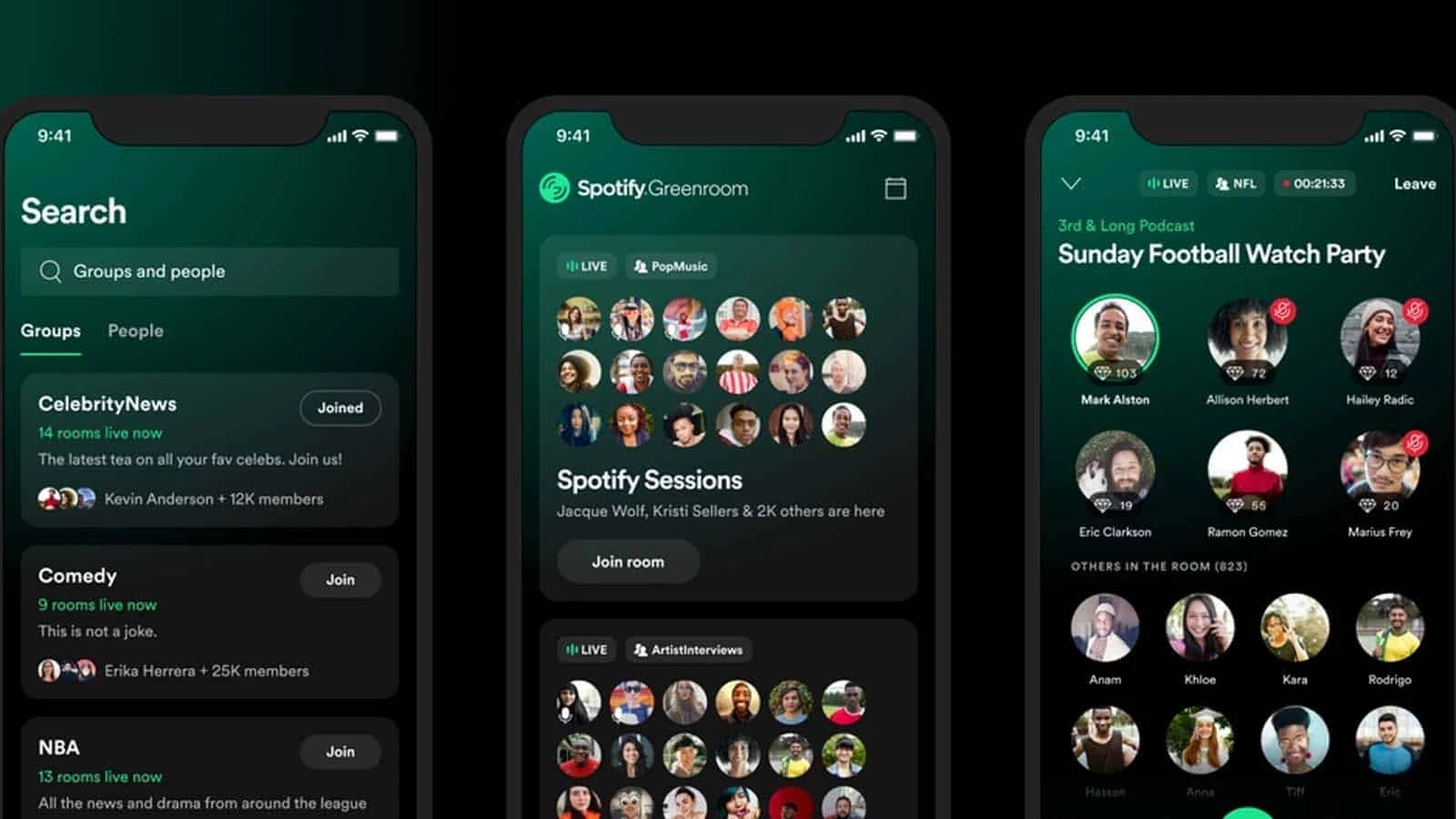 spotify greenroom audio app