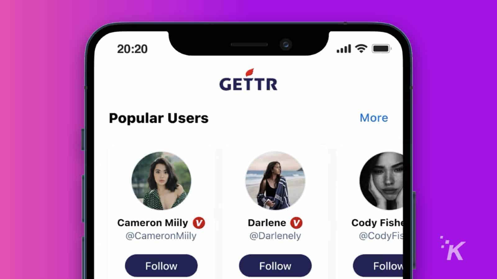 Gettr app on smartphone