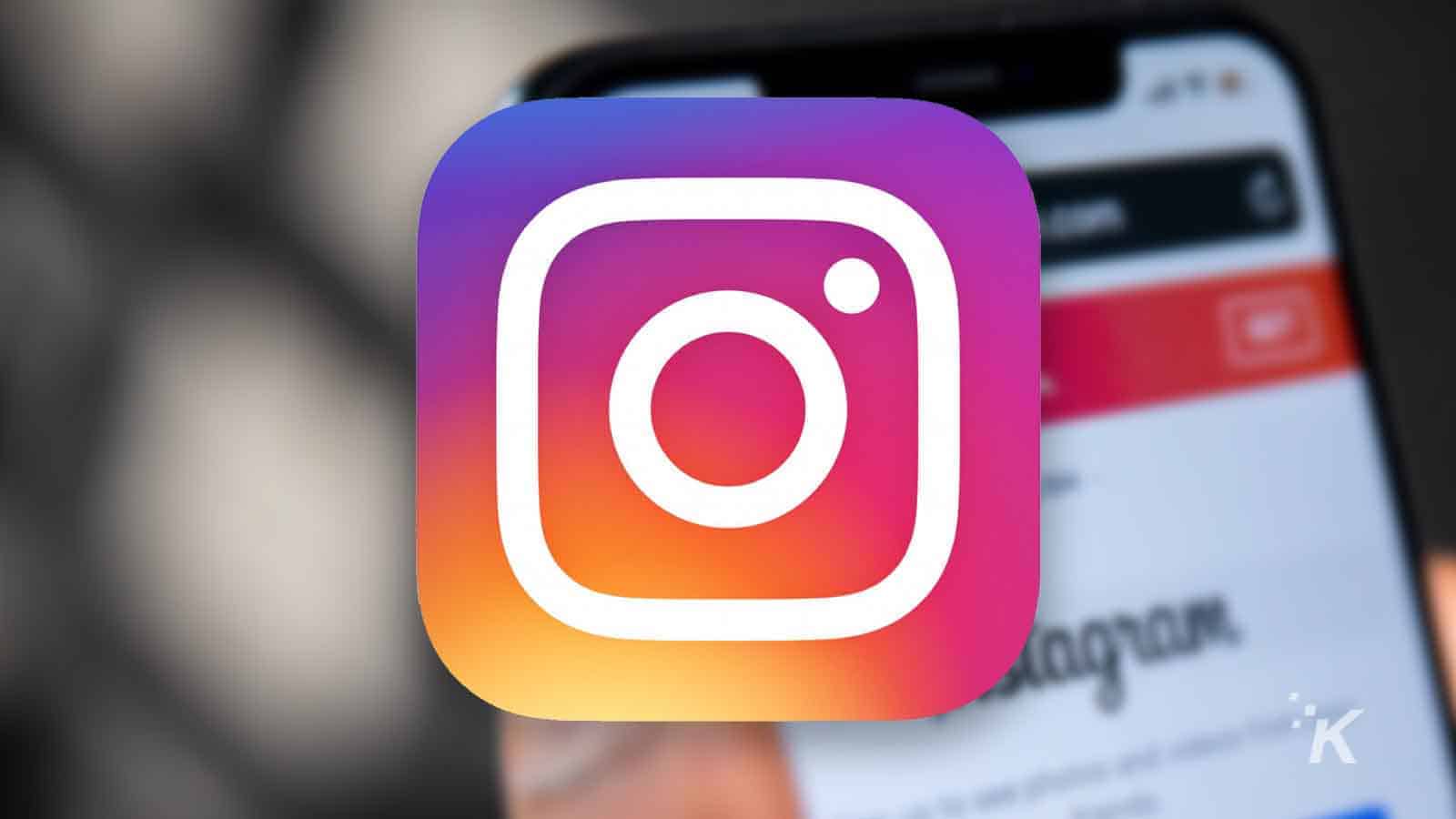 Instagram social media logo and blurred background