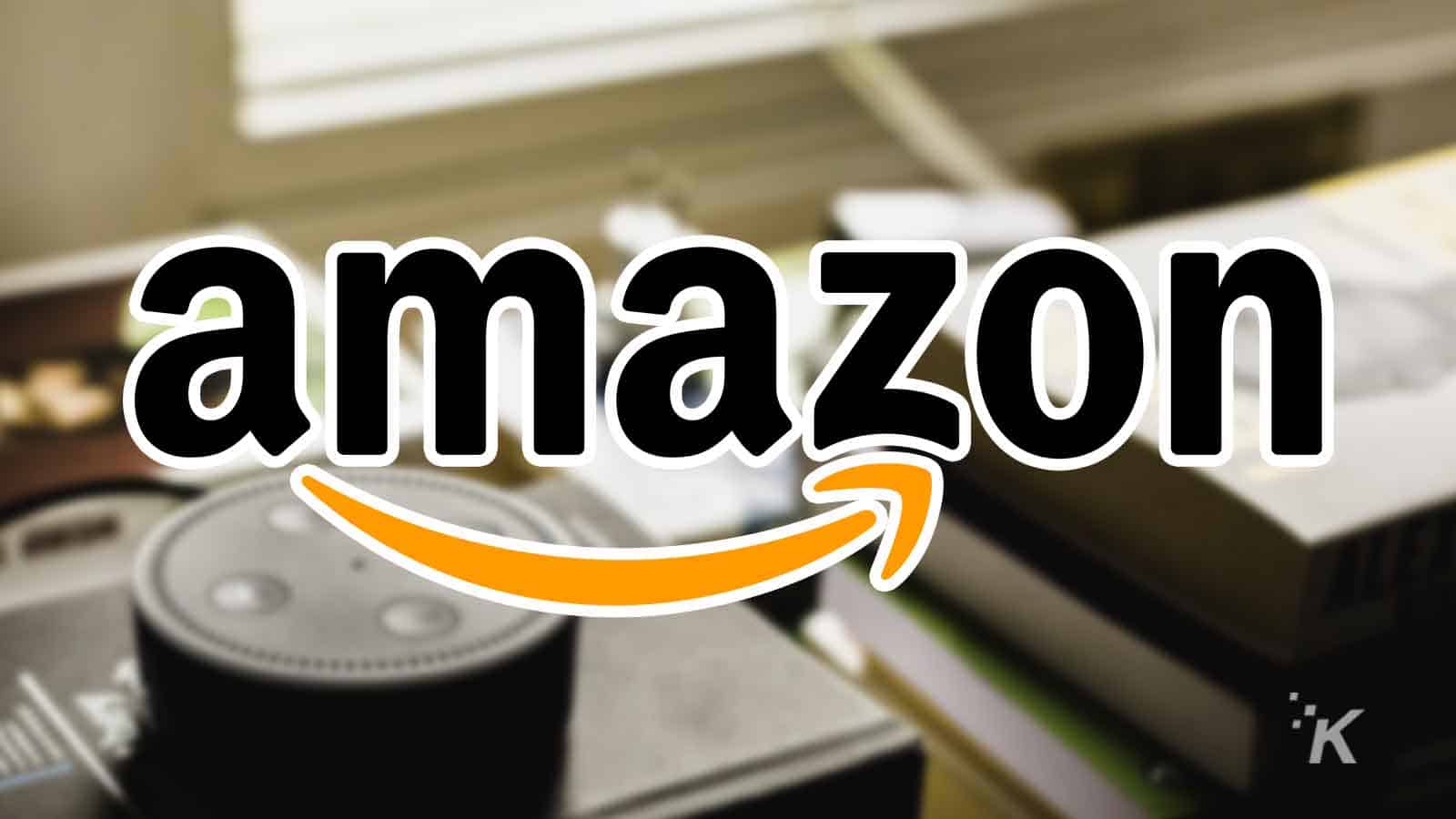 Amazon logo and echo device