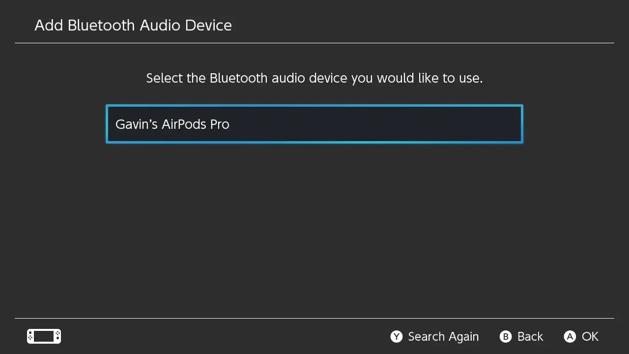 bluetooth audio device menu