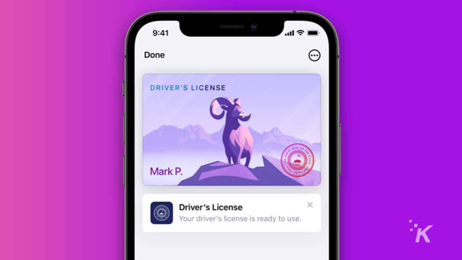 a driver's license stored on an iphone