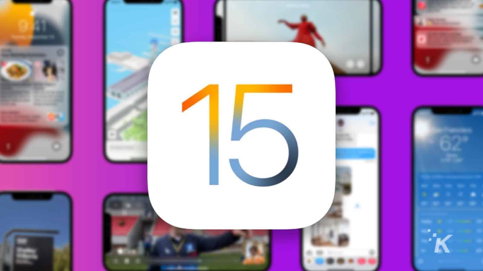 ios 15 logo on blurred background