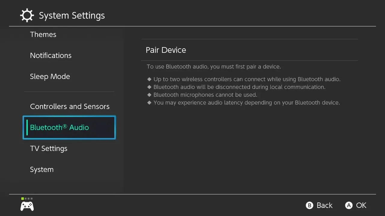 nintendo switch bluetooth settings