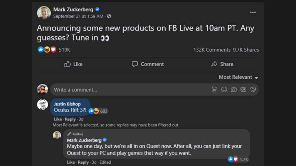 Mark zuckerberg talking about the oculus rift 3