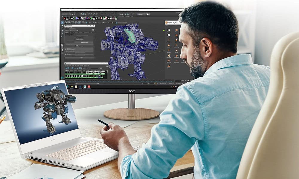 acer conceptD 7 spatiallabs edition laptop showing 3d artist at work