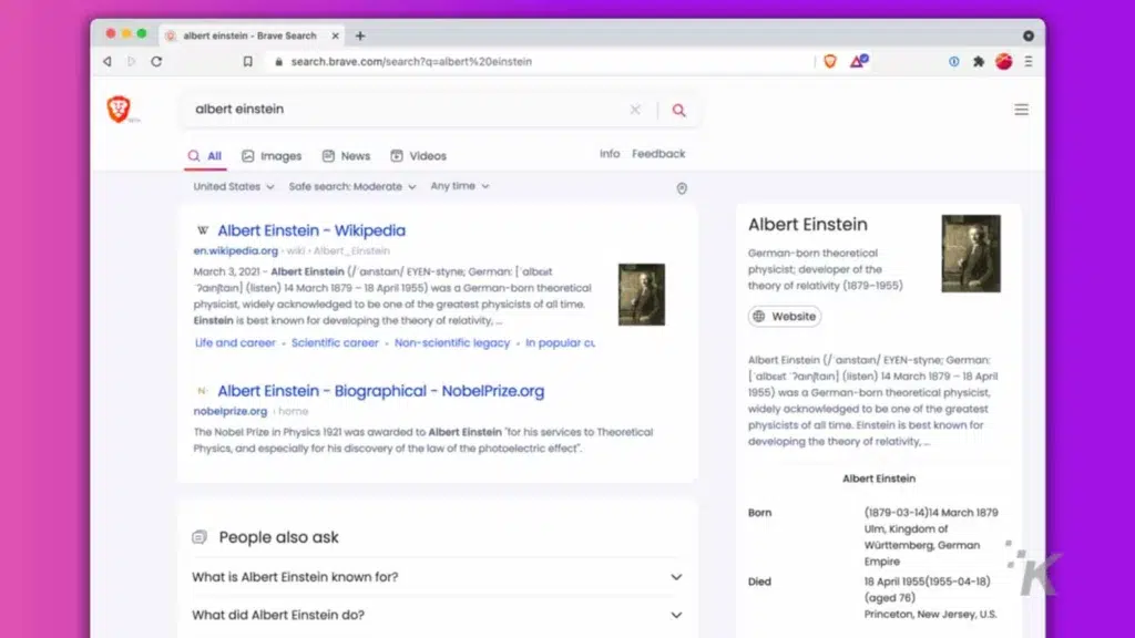 Brave browser search engine