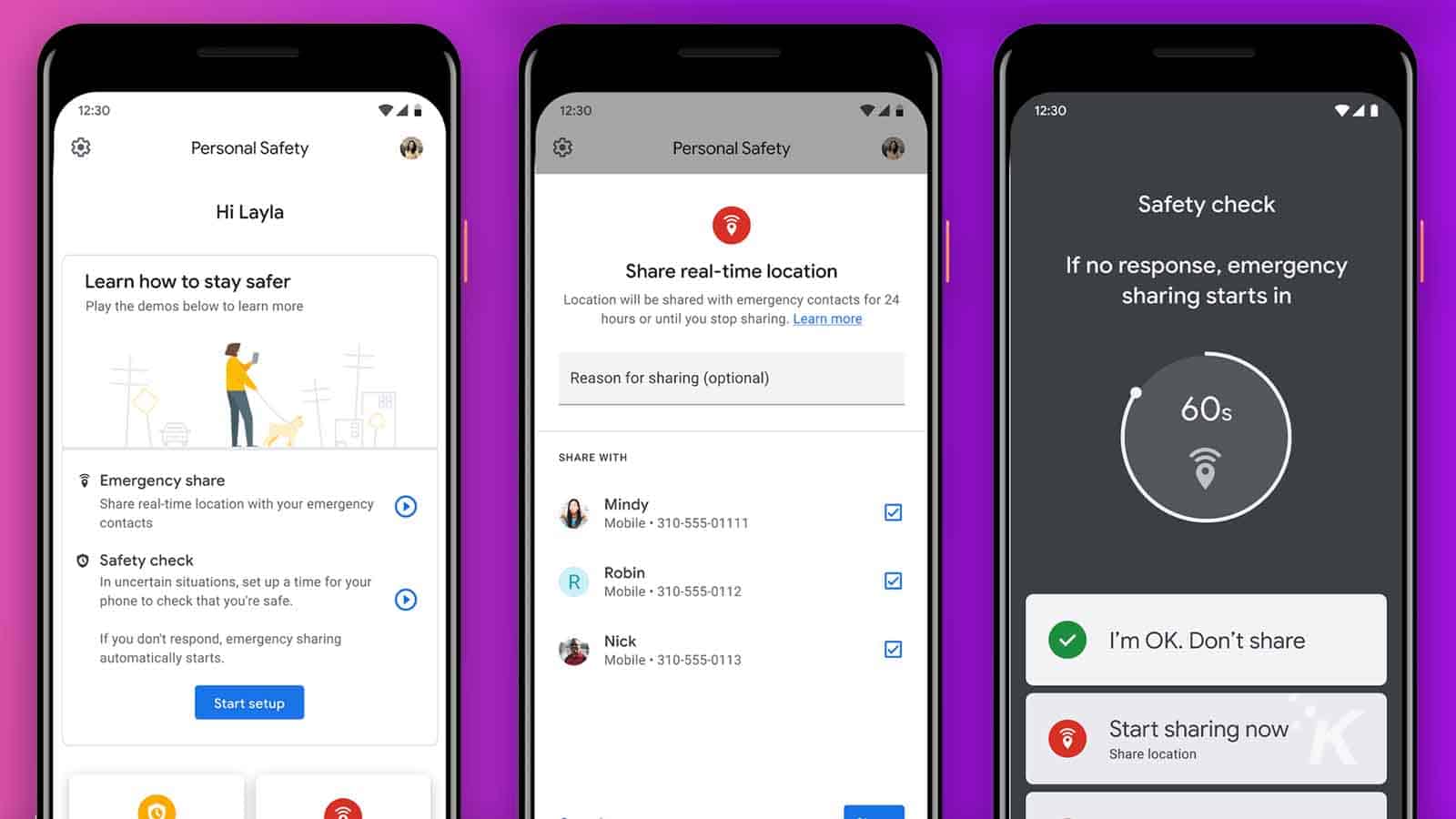 Personal safety app on google pixel