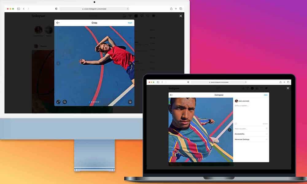 instagram posting on desktop
