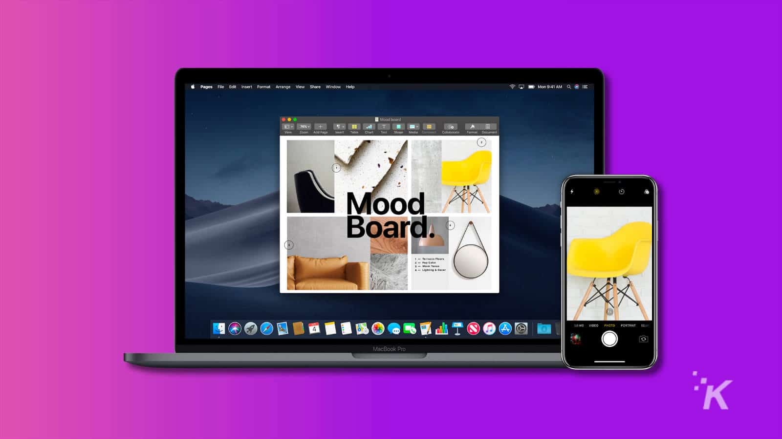 macos continuity camera shown on macbook and iphone