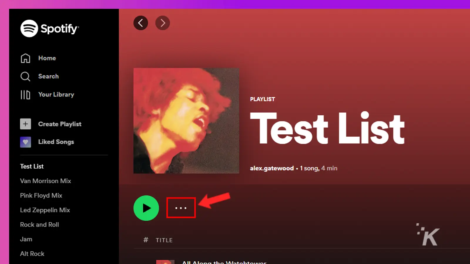 Spotify desktop playlist three dot menu