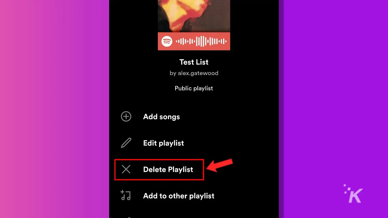 Spotify mobile delete playlist