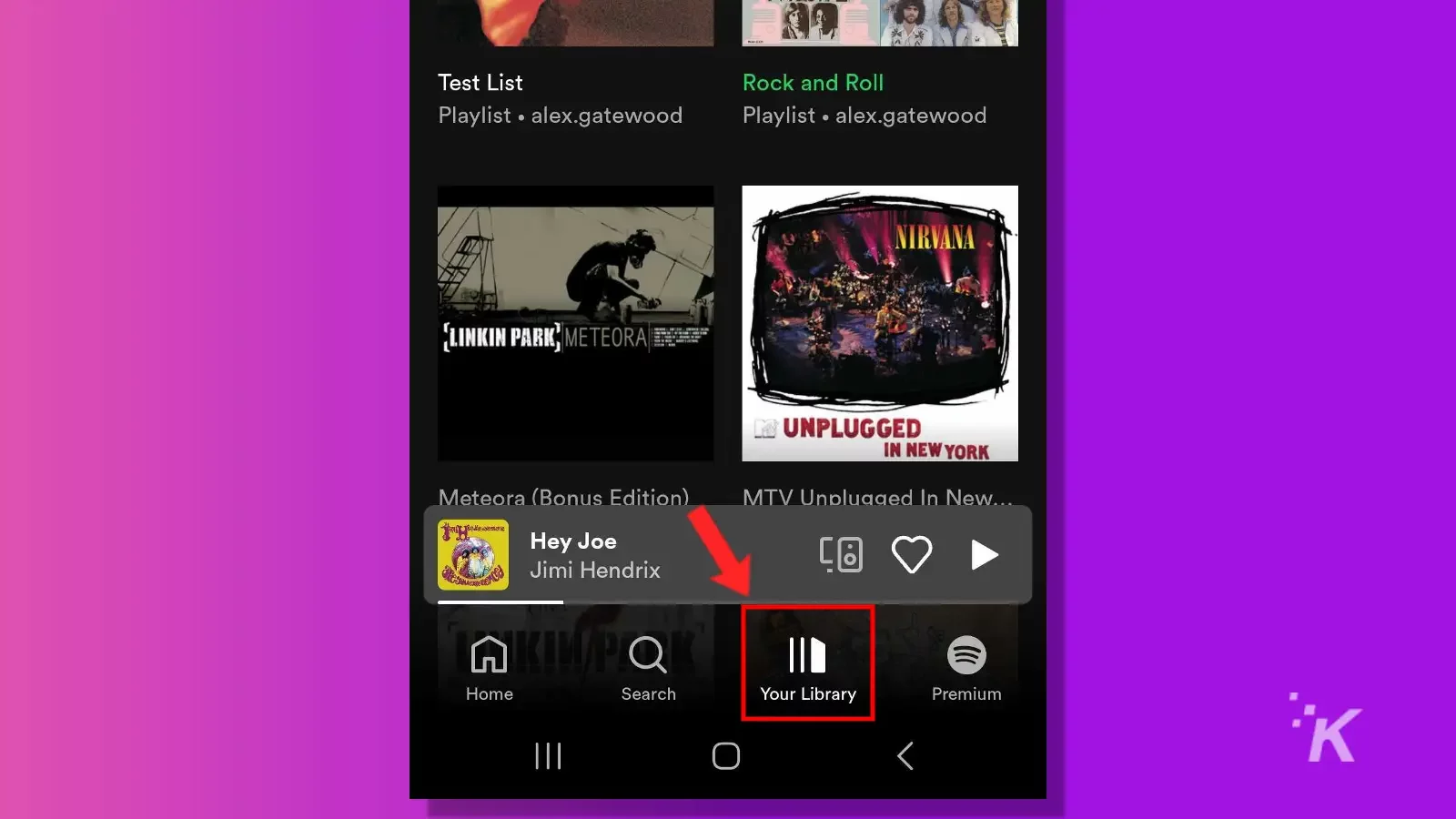 Spotify mobile your library tab