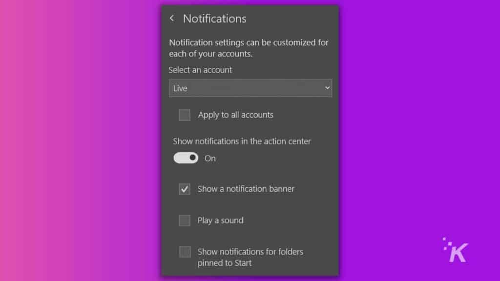 how to turn off email notifications on windows 10