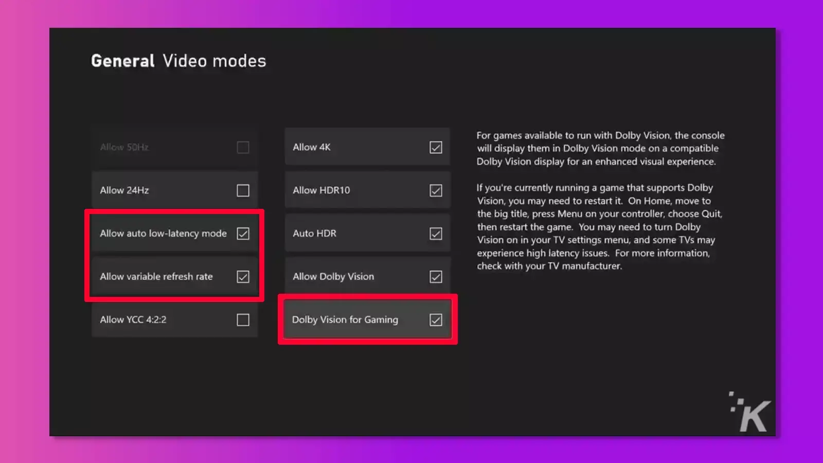 xbox auto low latency and variable refresh 