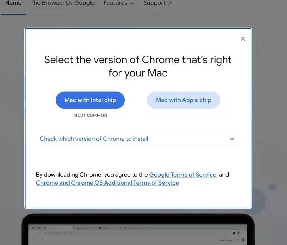 google chrome version install with m1 mac