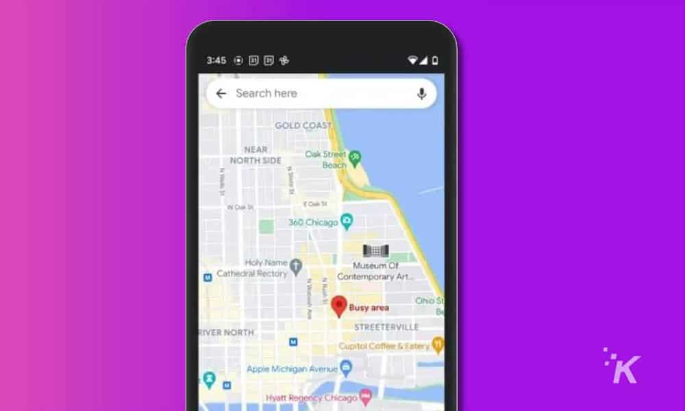 google maps area busyness notification