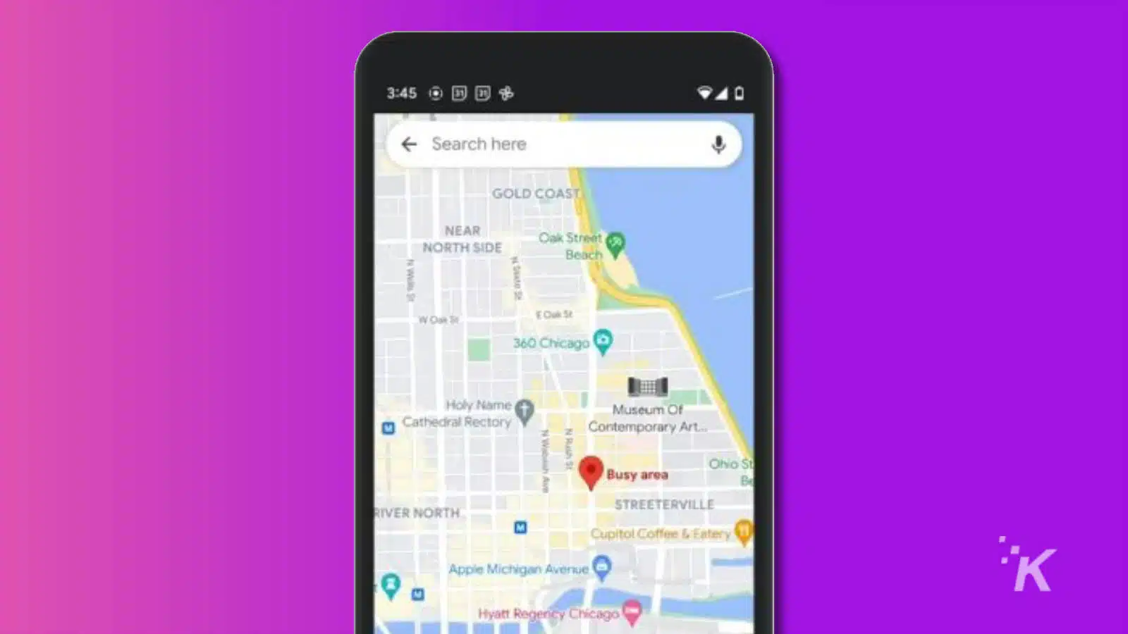 google maps area busyness notification