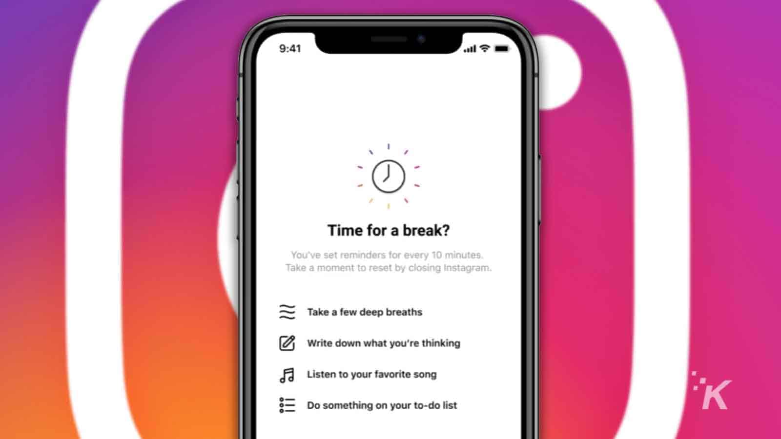 instagram take a break feature