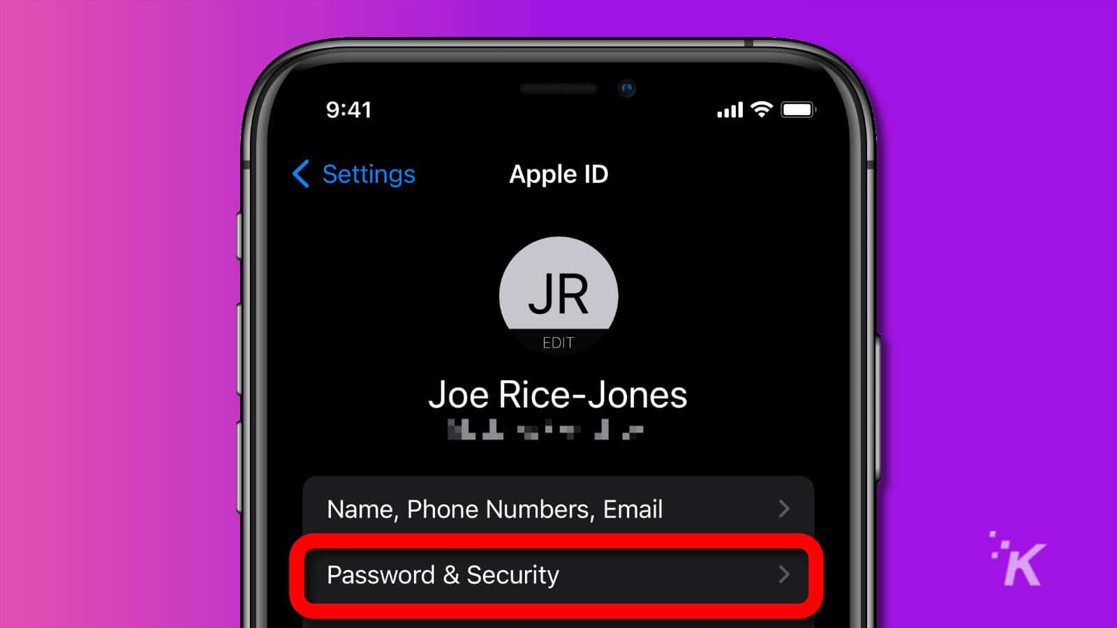 Ios settings password and security