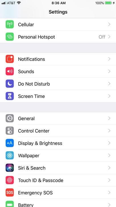 iphone settings