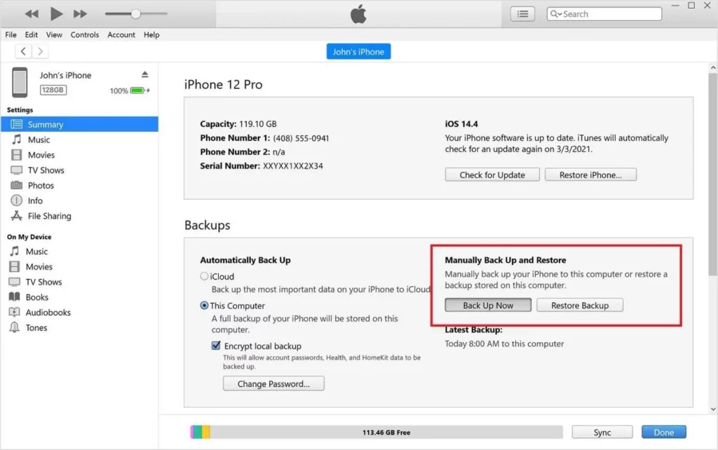 itunes backup