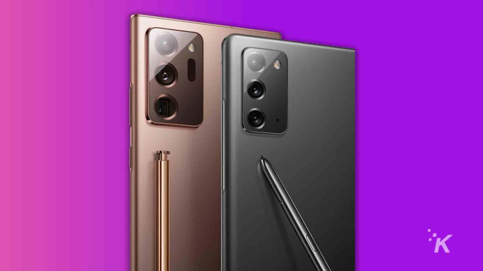 samsung s20 on purple background