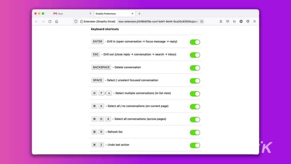 Simplify keyboard shortcuts