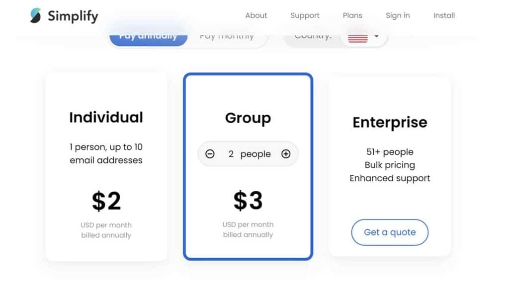 Simplify pricing plan