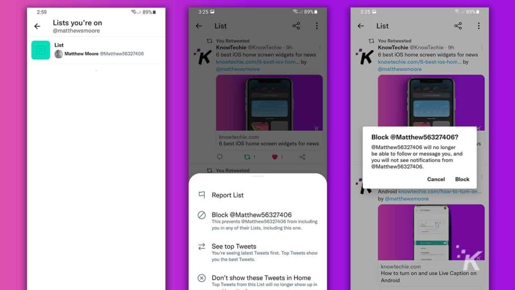 twitter lists block on app