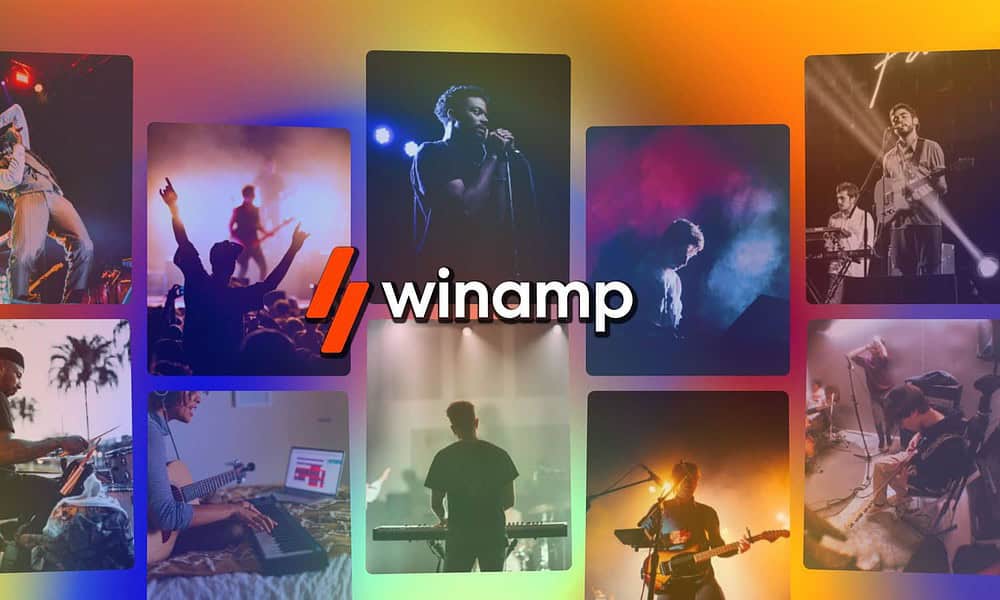 winamp name over images of concerts