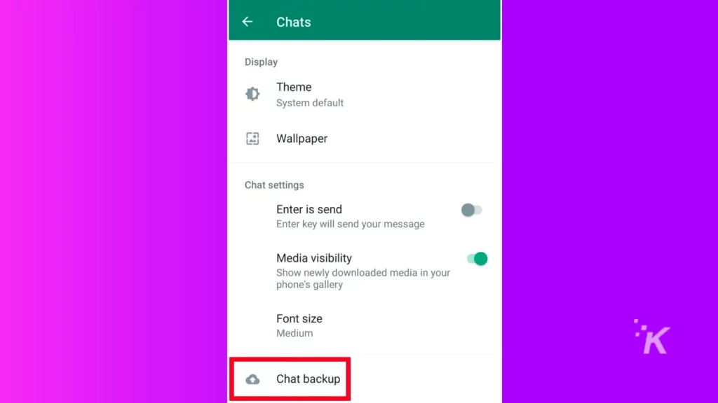 WhatsApp chat backups