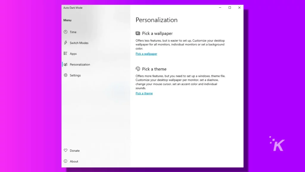 auto darm mode app personalization