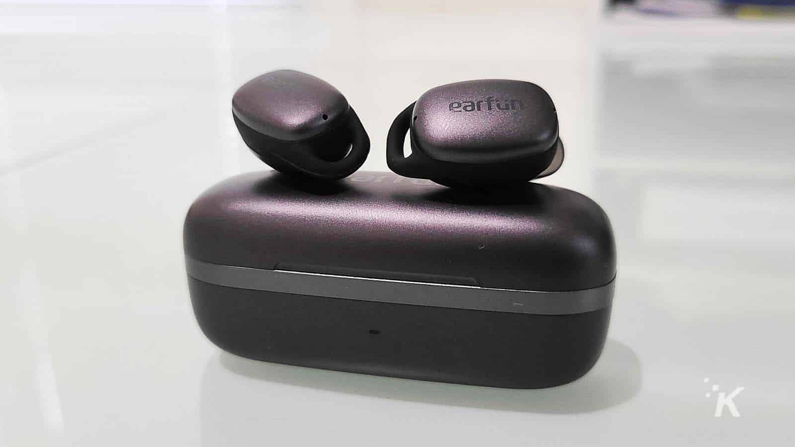 earfun free pro 2 earbuds on table