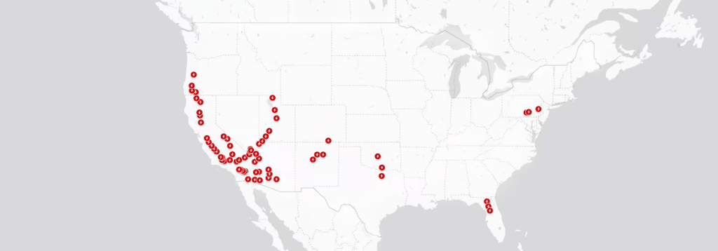 Tesla free supercharging holidays map