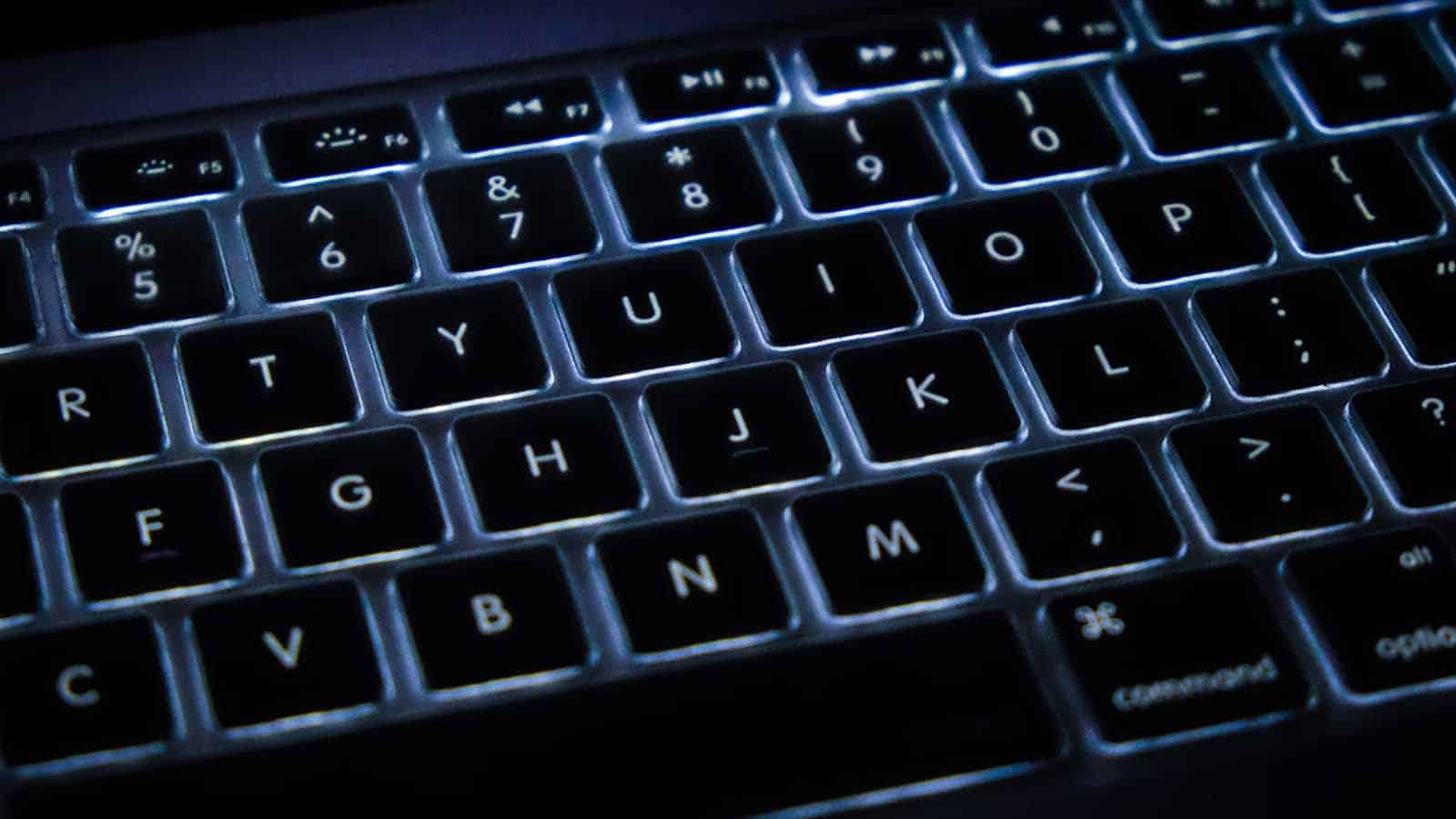 Light-up keyboard on desk