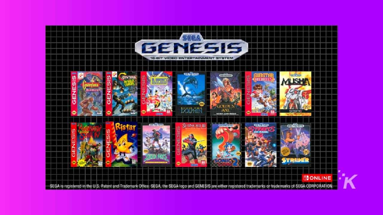 Sega genesis nintendo switch online