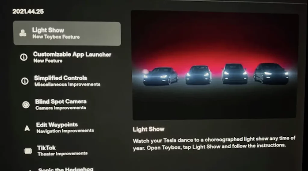 tesla light show update