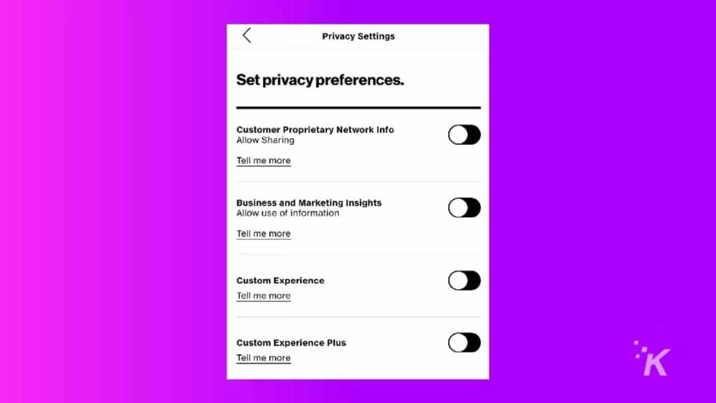 verizon privacy options