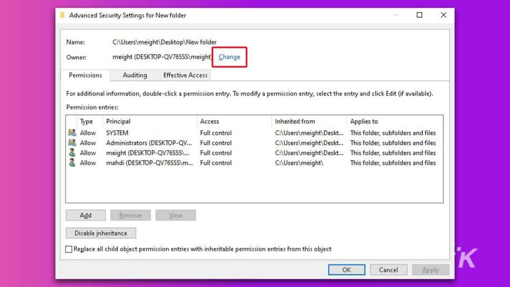 how to change folder owner on windows 11