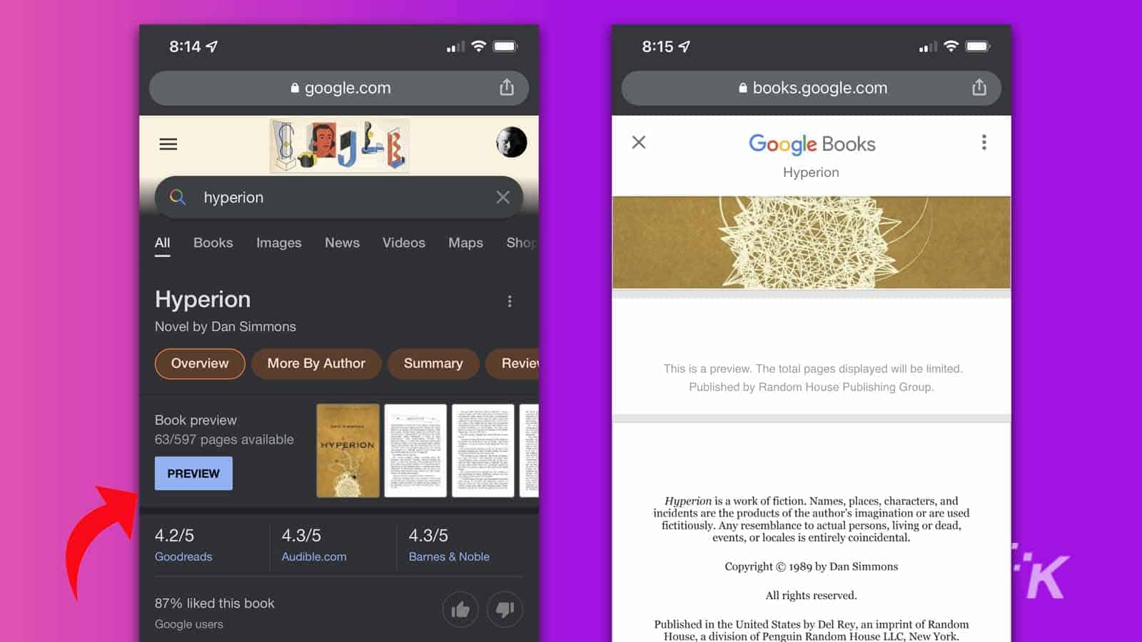 How to preview books on google mobile app