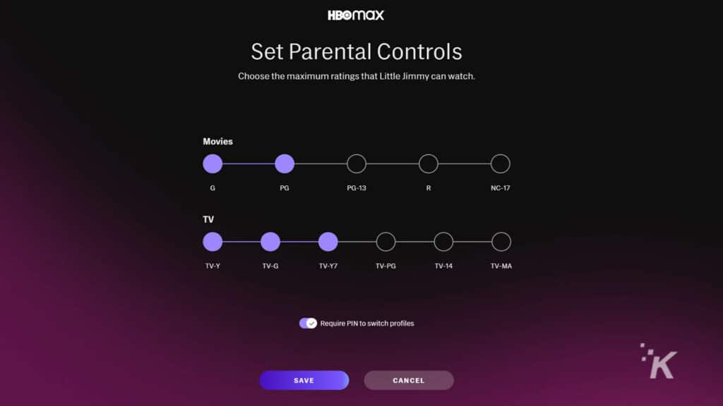 setting up kids profile hbo max