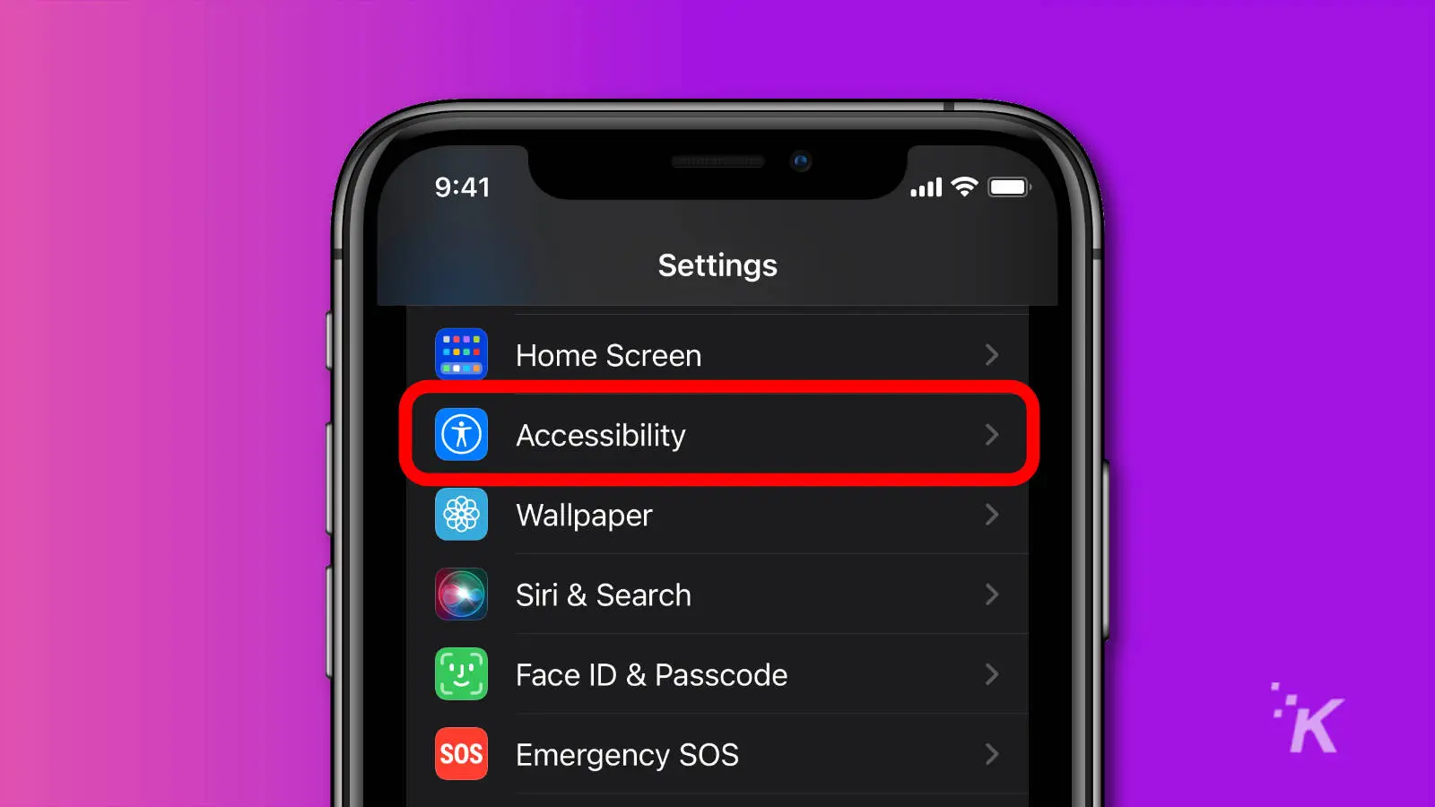 Accessibilité Du Menu Des Paramètres De L'Iphone